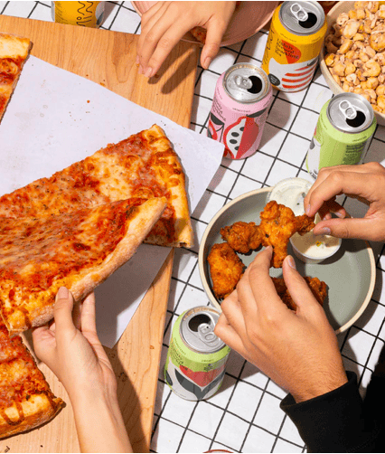 Friends sharing a pizza