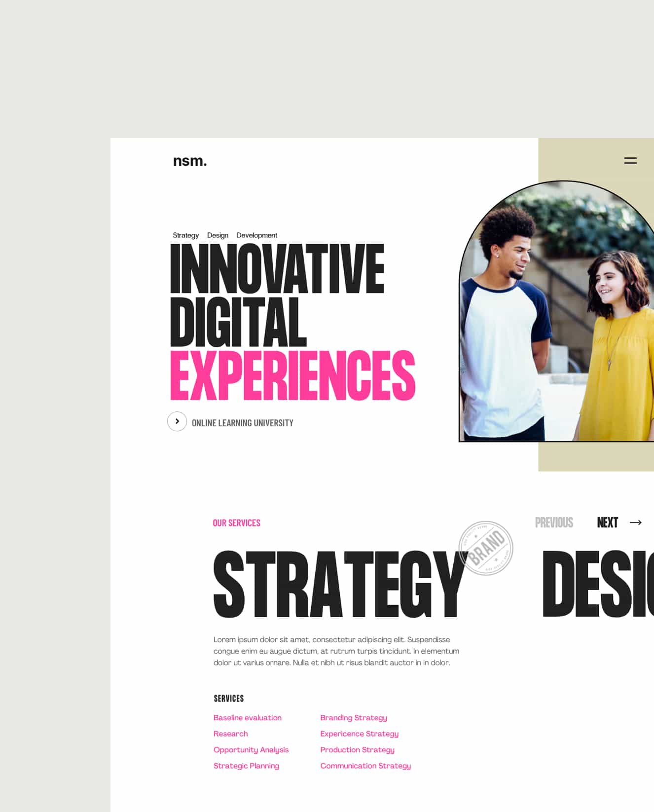 Homepage concept for an agency website 