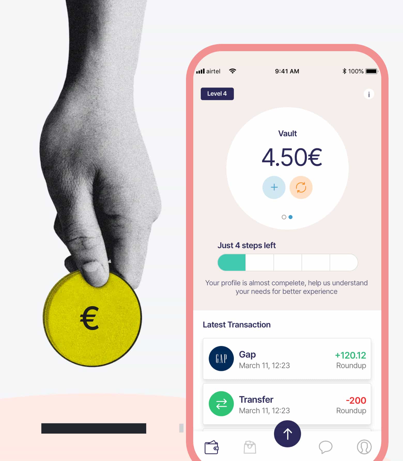 Finance app homepage concept