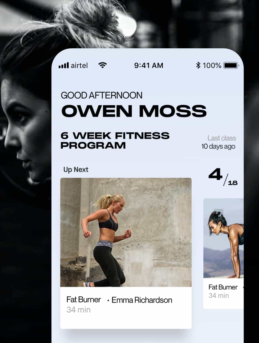 Fitness app home screen