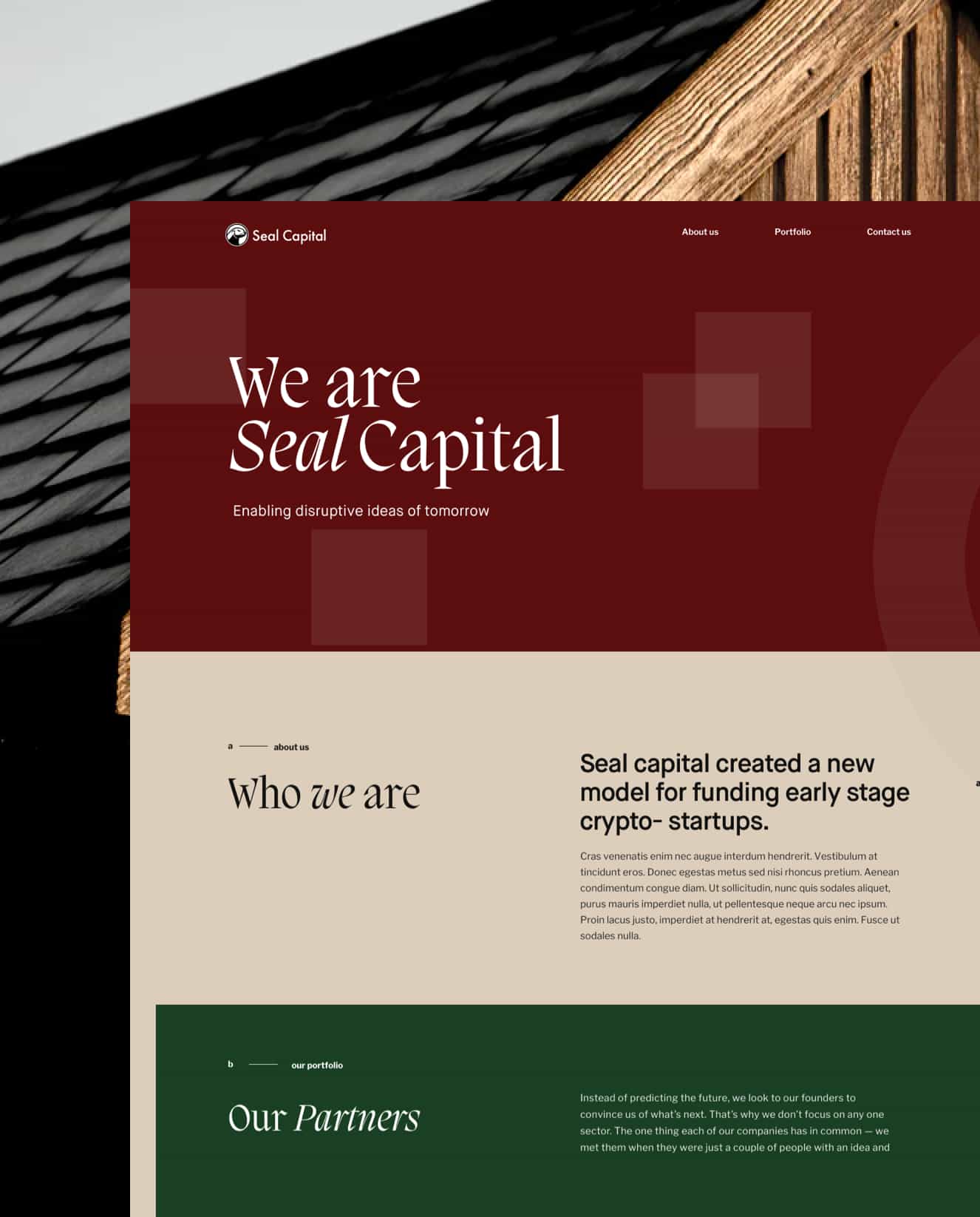 Homepage concept for an investment firm