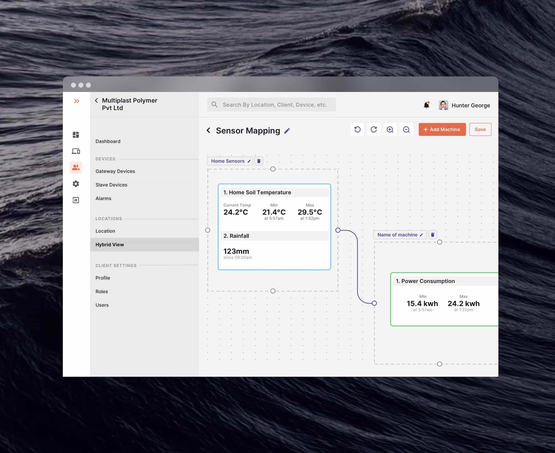 Screenshot of IoT platform's click and drag editor for device management