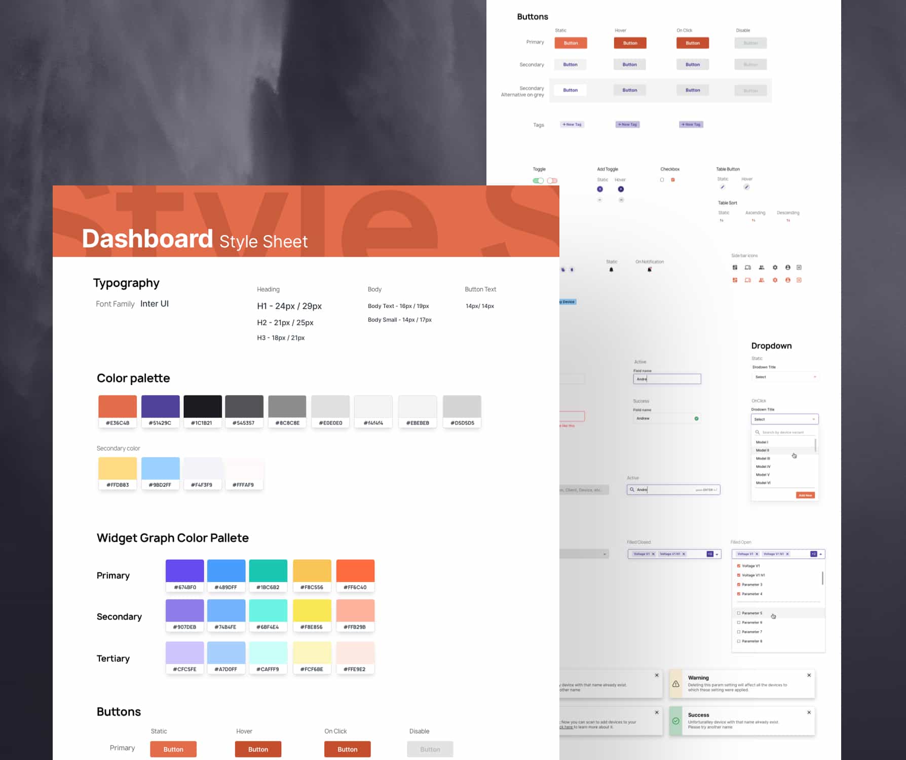 Screenshot of Style guide that was made for IoT platform