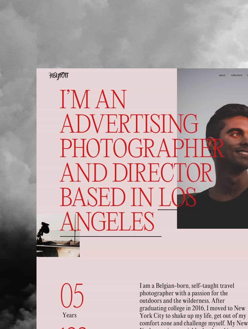 Homepage concept for a portfolio of a photographer